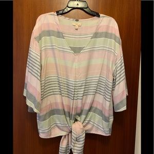 Women Striped Shirt w tie front